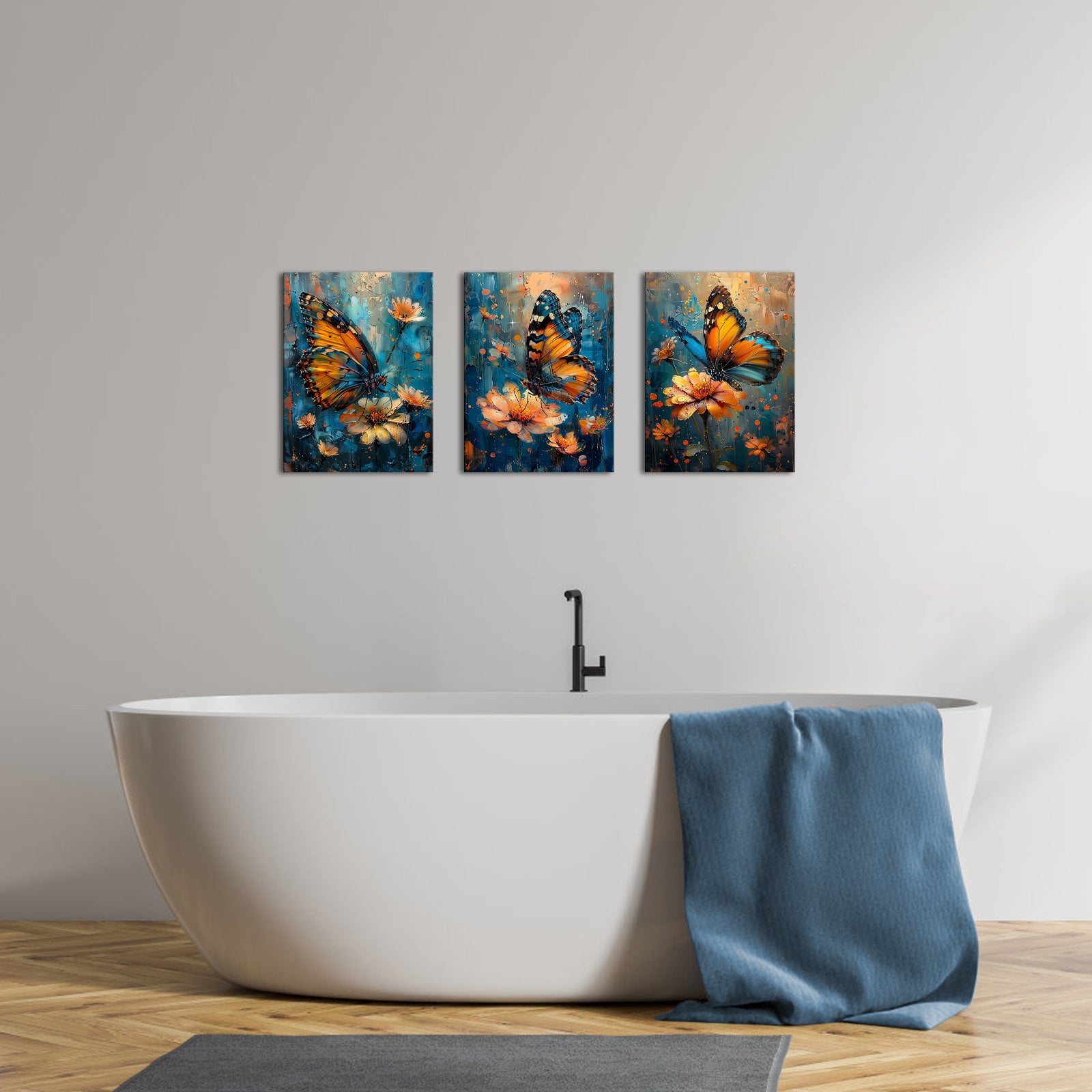 Nature vintage three piece canvas print living room wall art