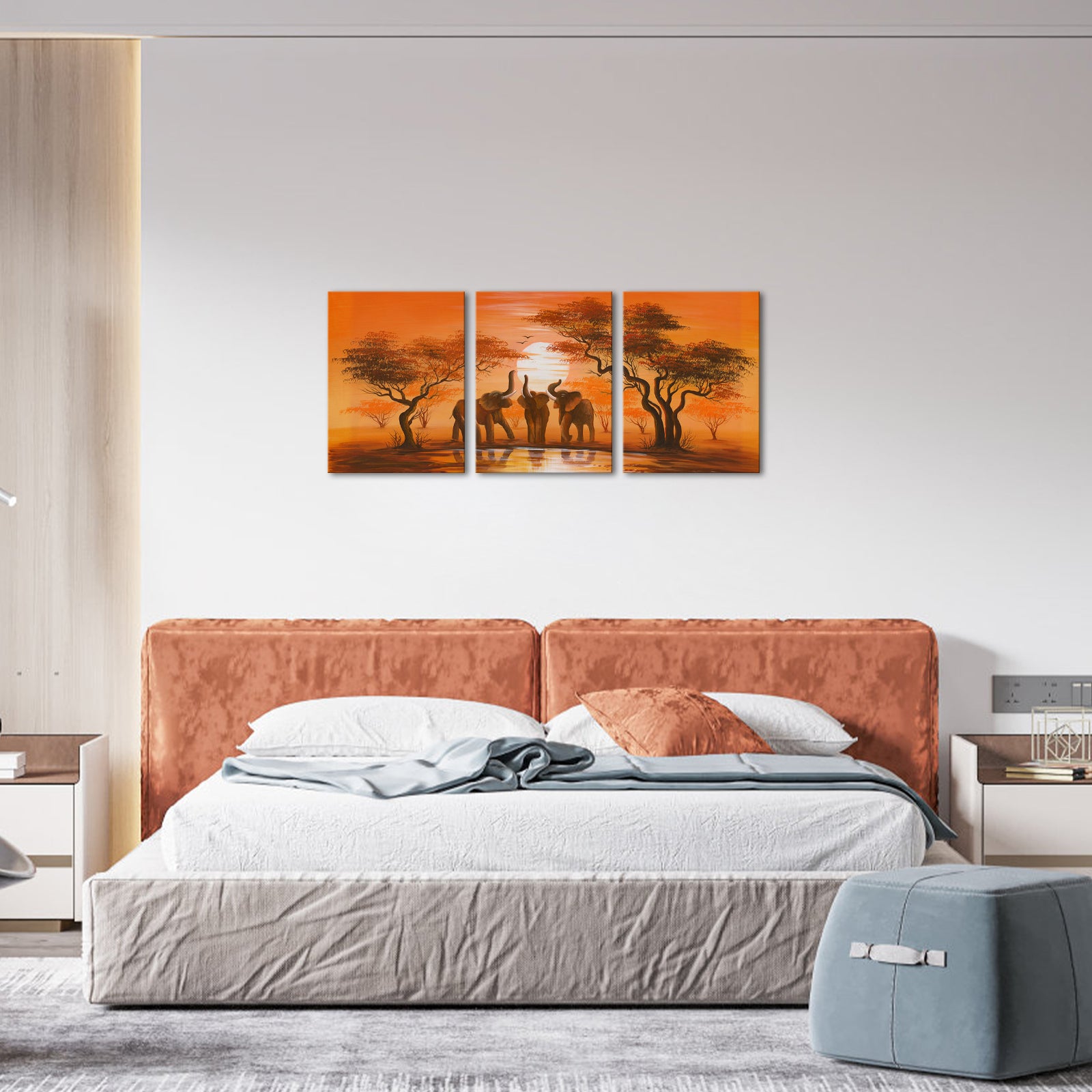 Tropical Elephant Herd Cheap Custom Canvas Print