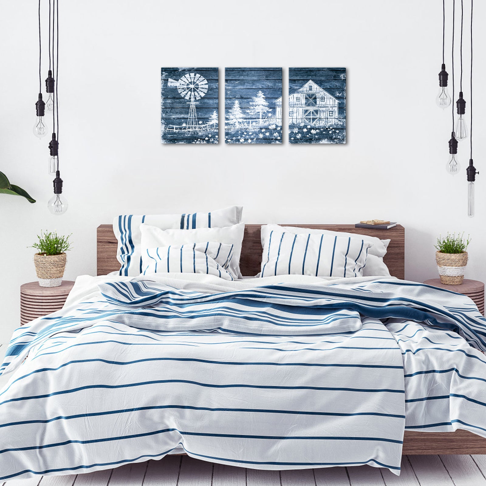 Vintage Farm Triptych Free Shipping Wall Paint Canvas