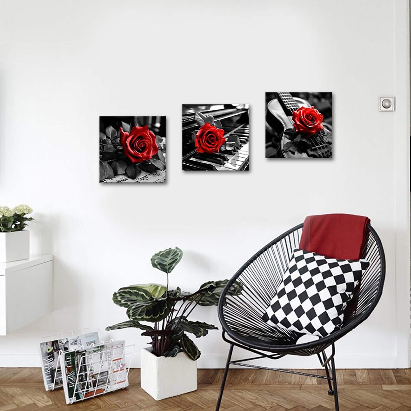 Red Rose Rests On Piano
