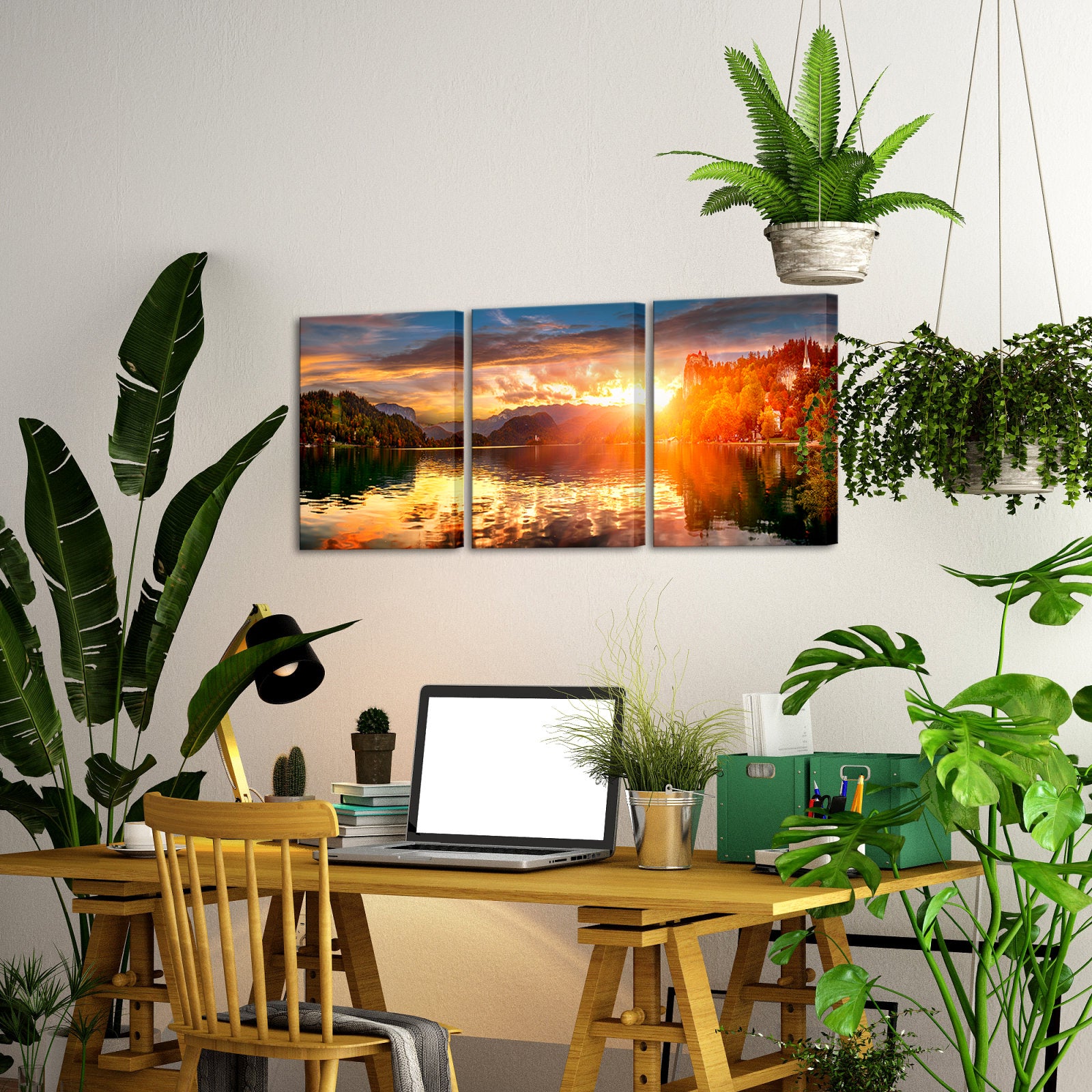 Sunset Paints The Lake And Mountains