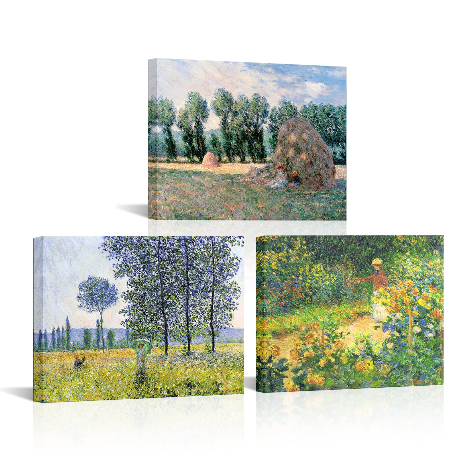 Green farm oil painting style art rental wall decor