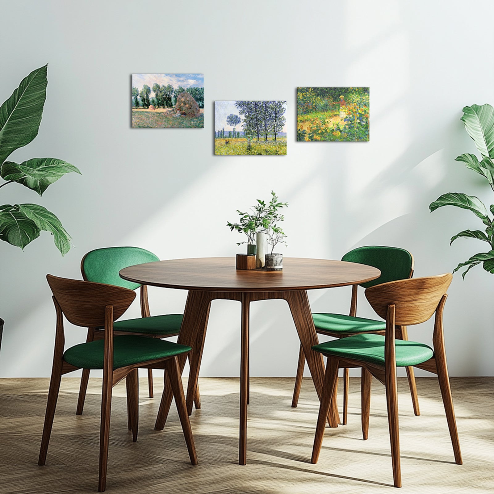 Green farm oil painting style art rental wall decor