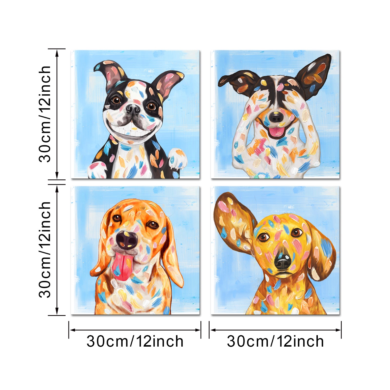 Colorful Dog Four Wall Art Print Gift Inspiration