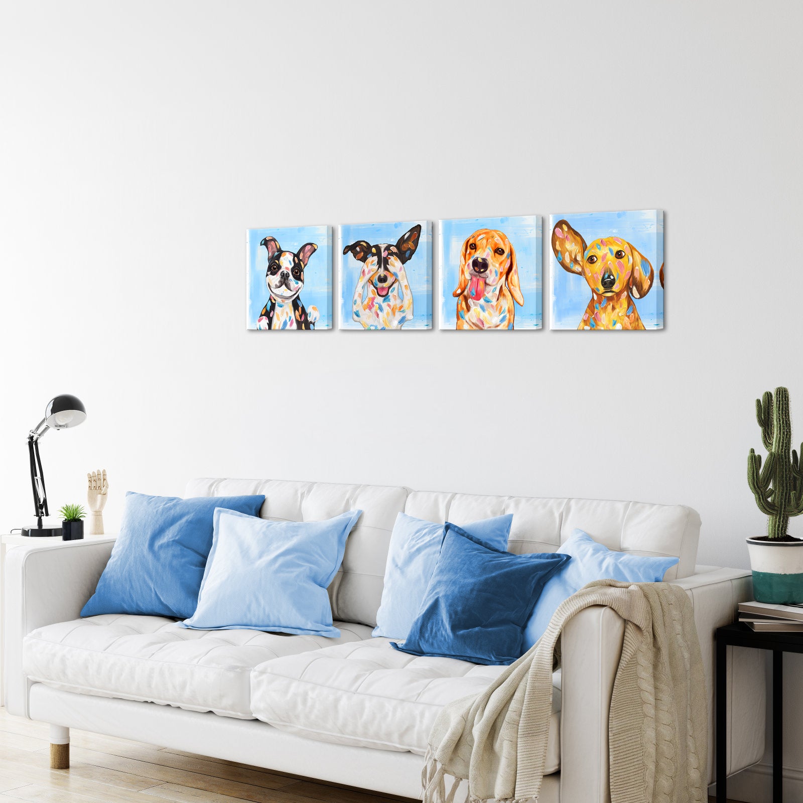 Colorful Dog Four Wall Art Print Gift Inspiration
