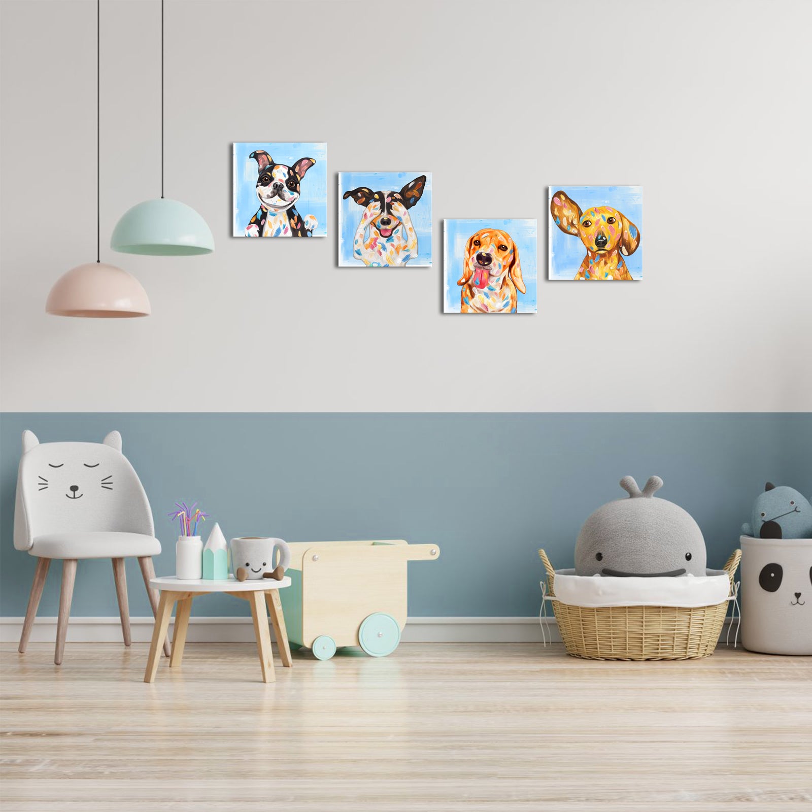 Colorful Dog Four Wall Art Print Gift Inspiration