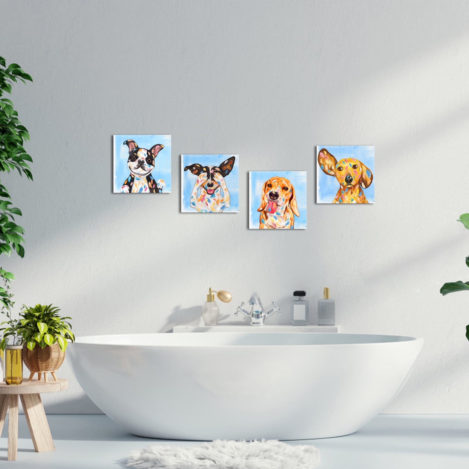 Colorful Dog Four Wall Art Print Gift Inspiration