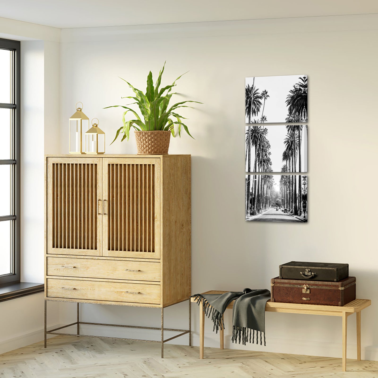 Avenue Lined With Towering Palm Trees