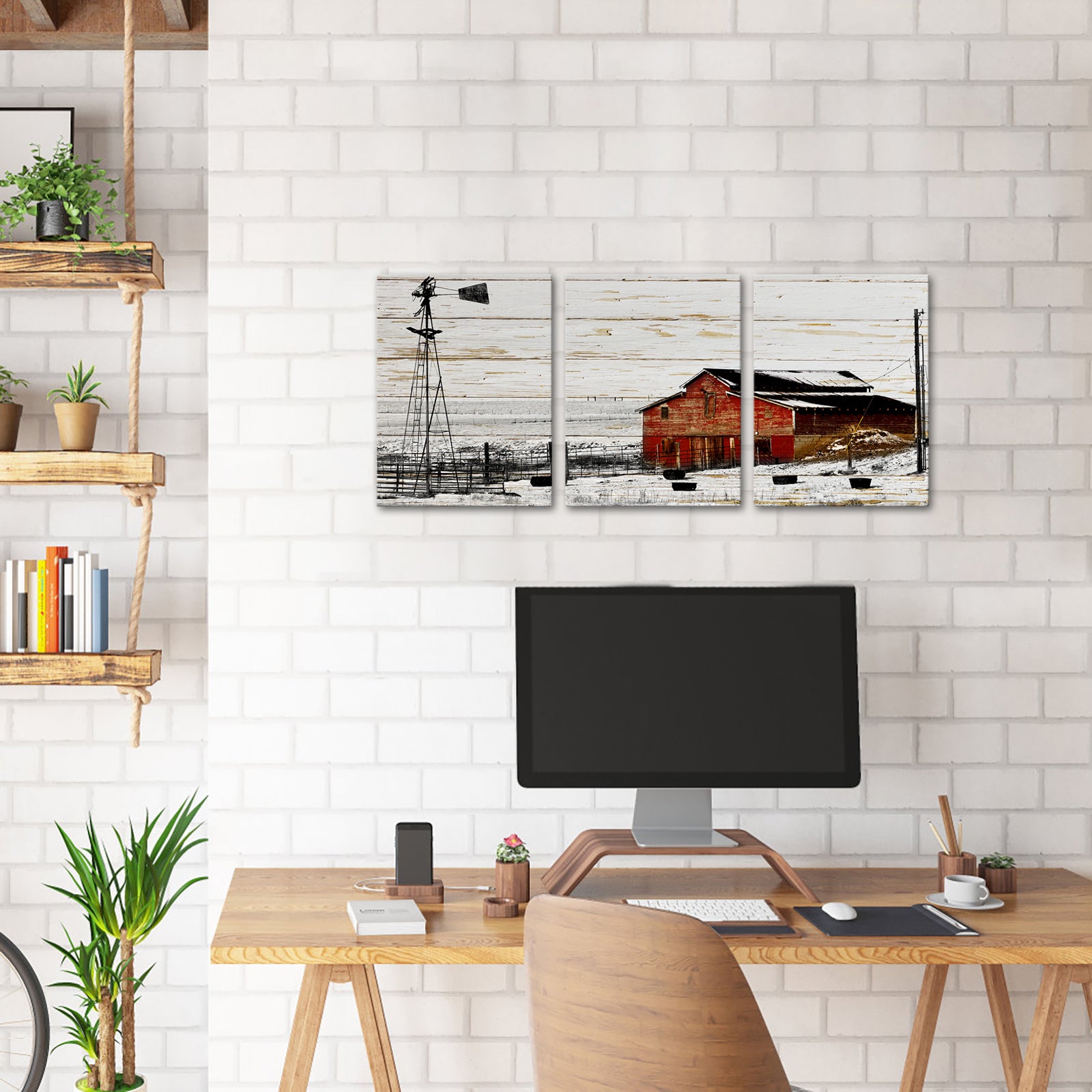 Red Barn Snowy Plains