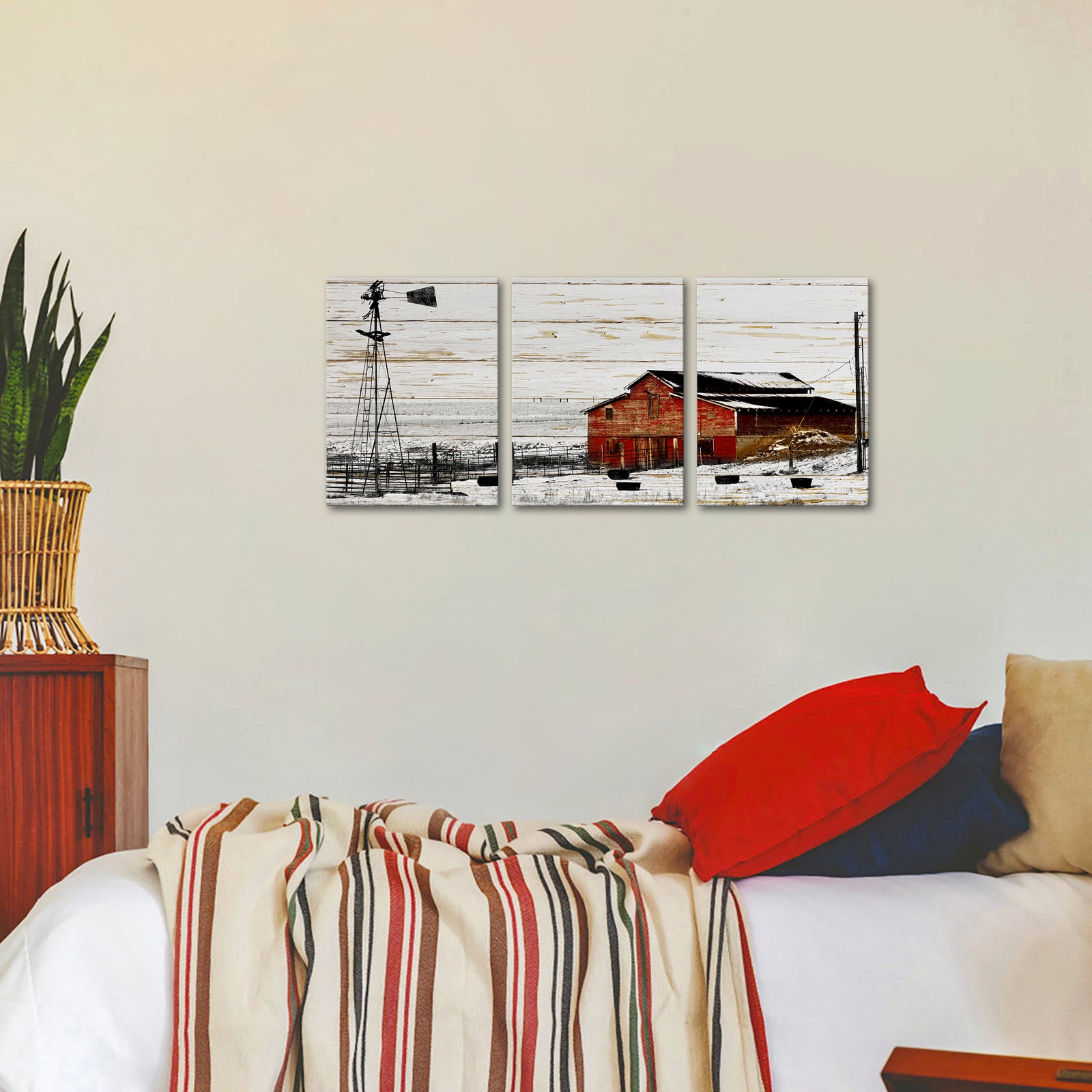 Red Barn Snowy Plains