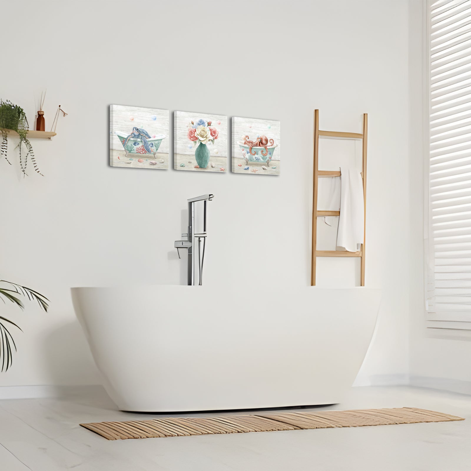 Bathroom decorative paintings with artistic inspiration can be hung directly on the wall
