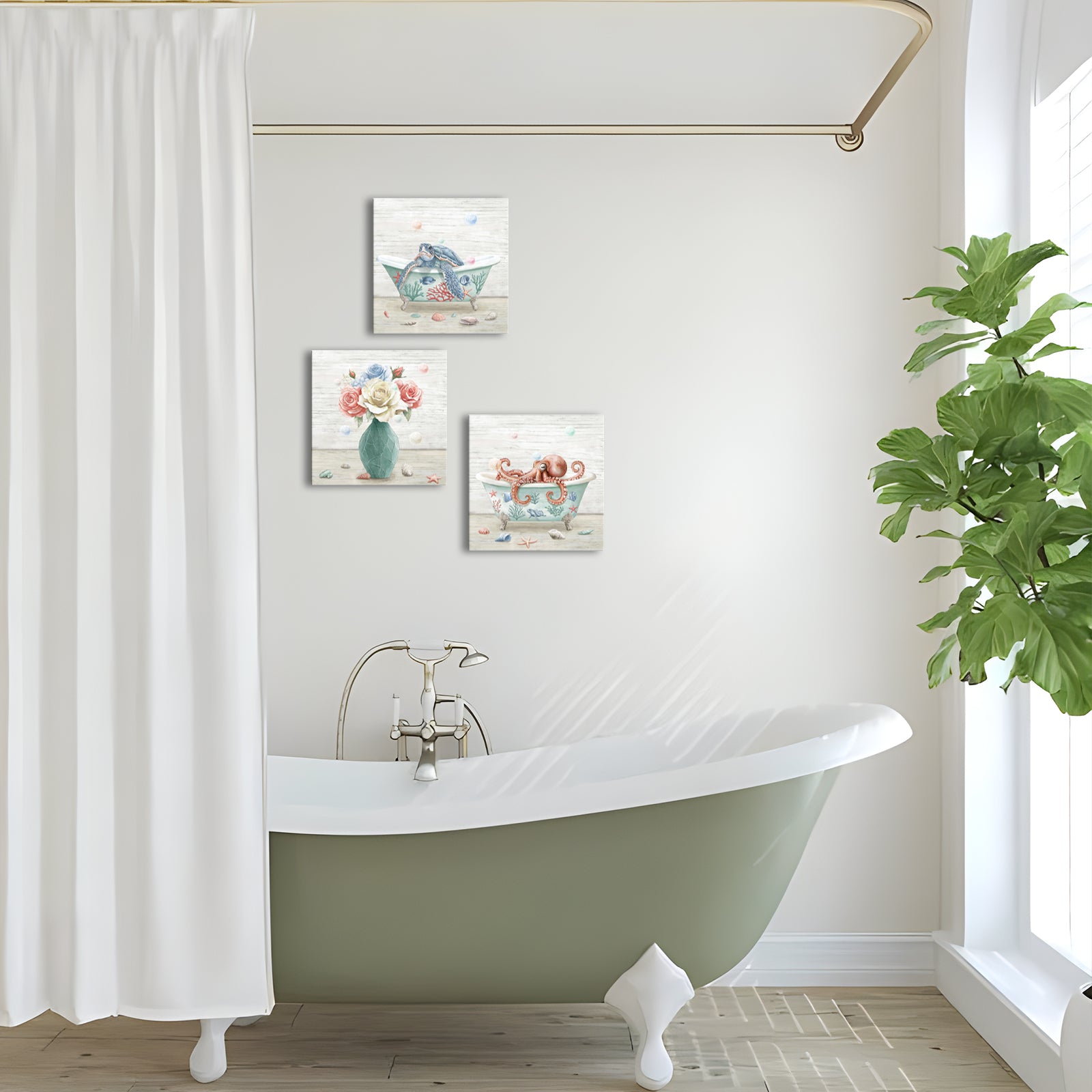 Bathroom decorative paintings with artistic inspiration can be hung directly on the wall