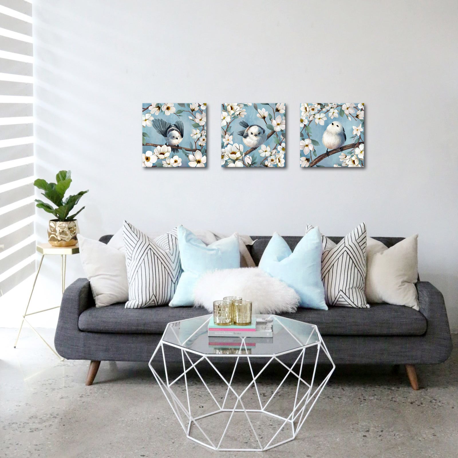 Three Piece Bird Wall Decor Canvas Print Free Shipping