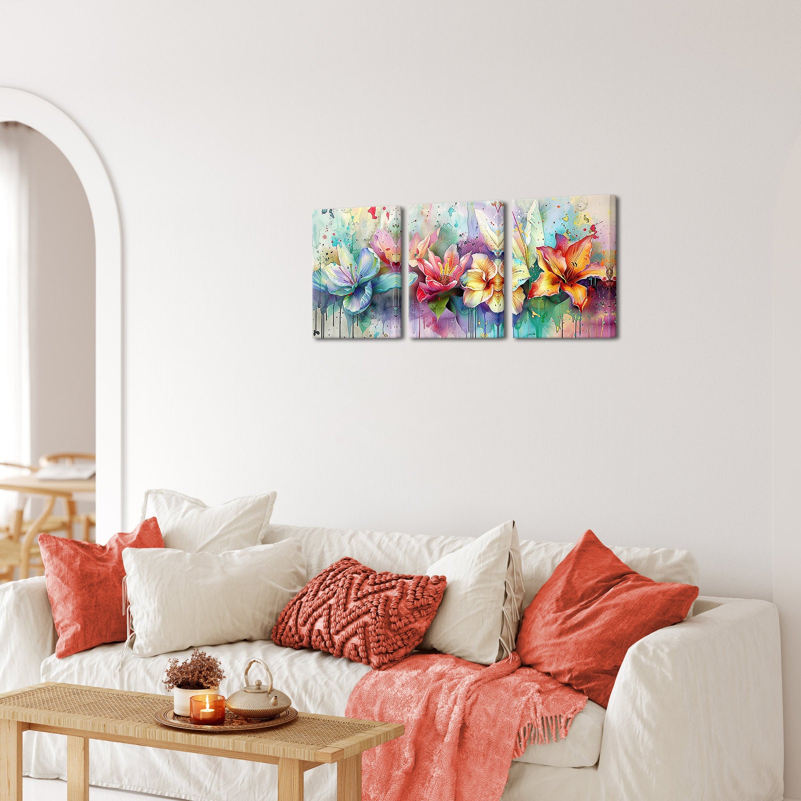 Single piece split gorgeous lily canvas art living room wall