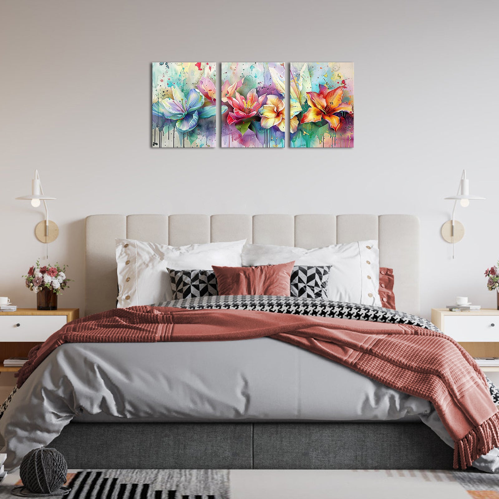 Single piece split gorgeous lily canvas art living room wall
