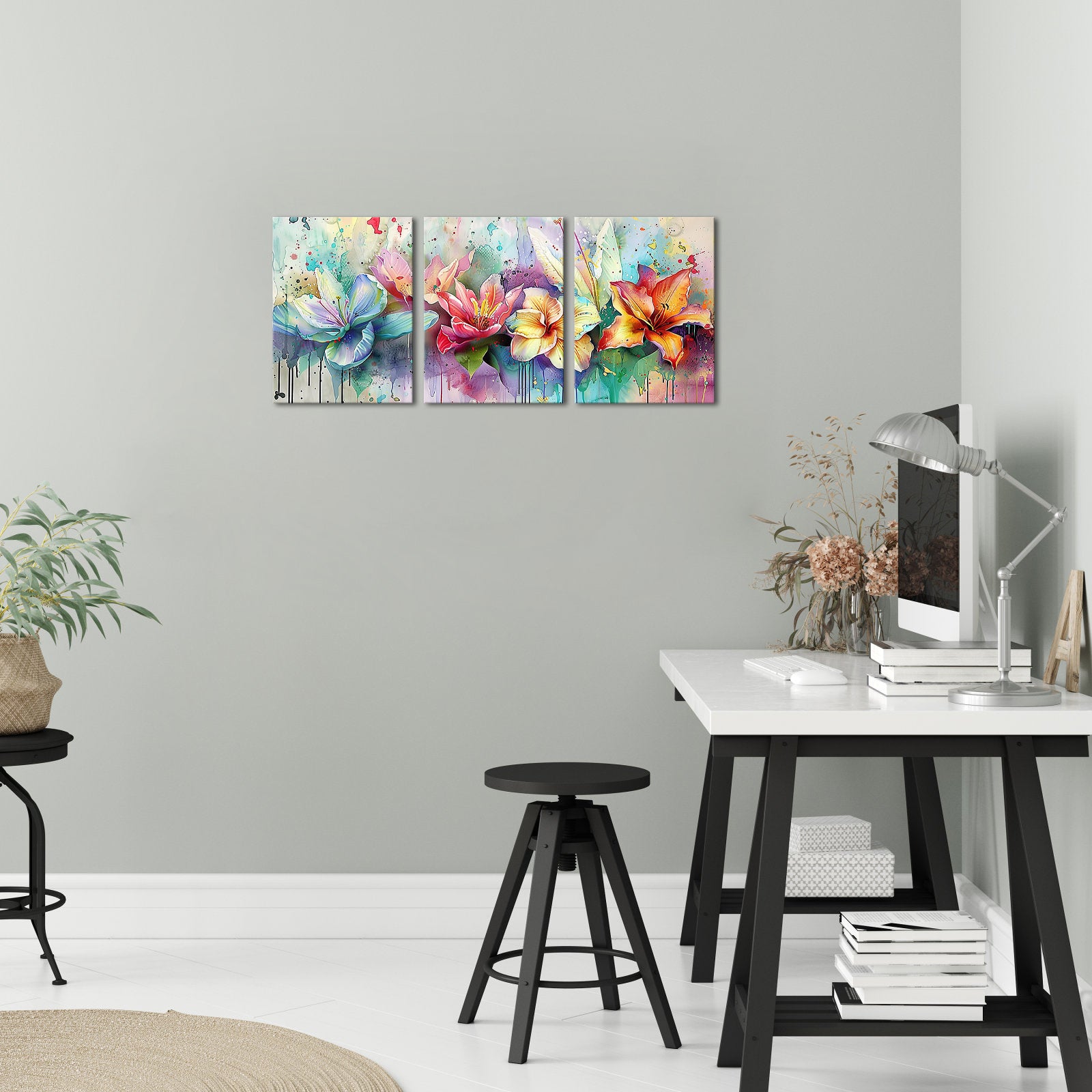 Single piece split gorgeous lily canvas art living room wall