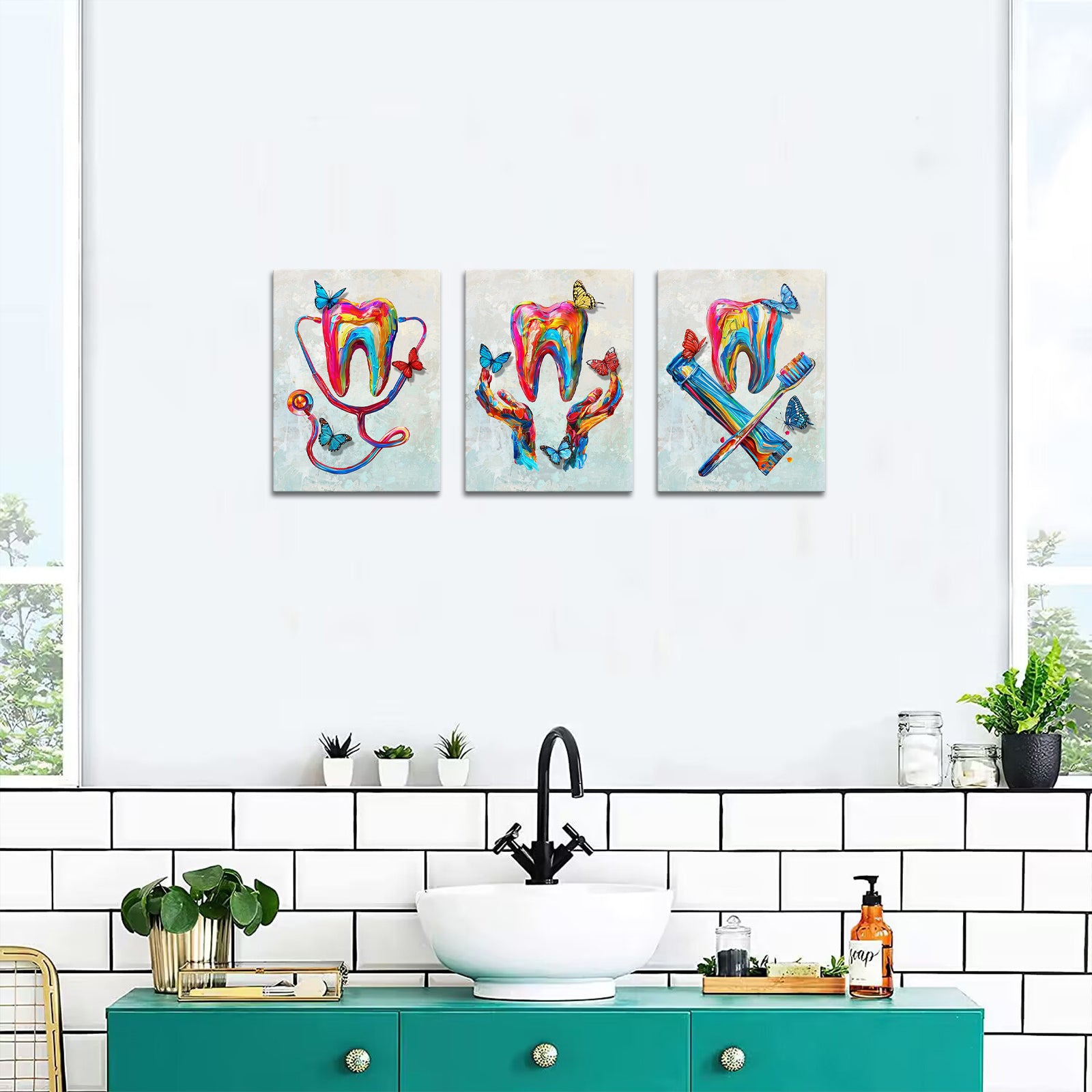 Modular Customized Canvas Printing Teeth Bathroom Wall Painting Manufacturers Retail