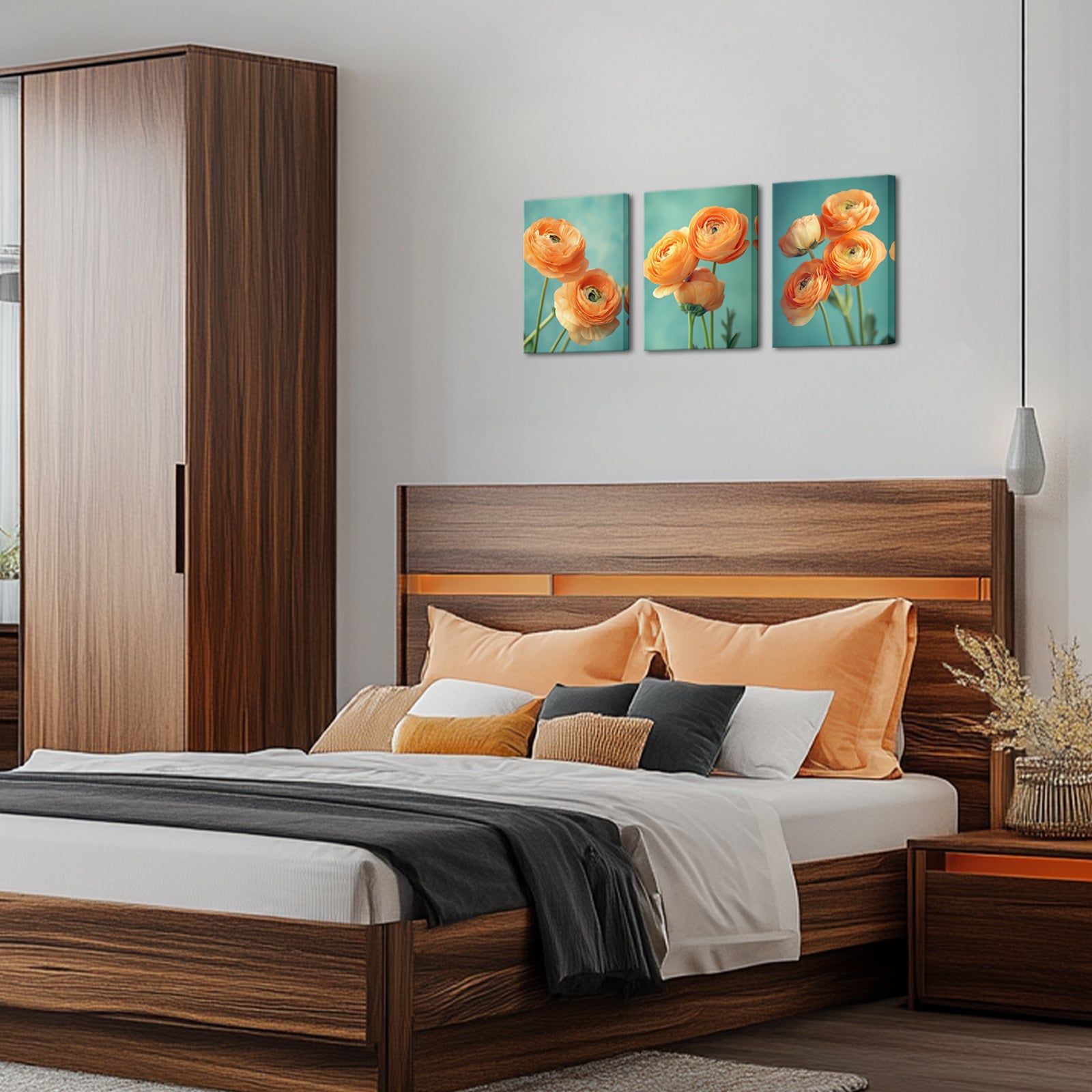 Orange Ranunculus Asiaticus canvas prints for wall decor