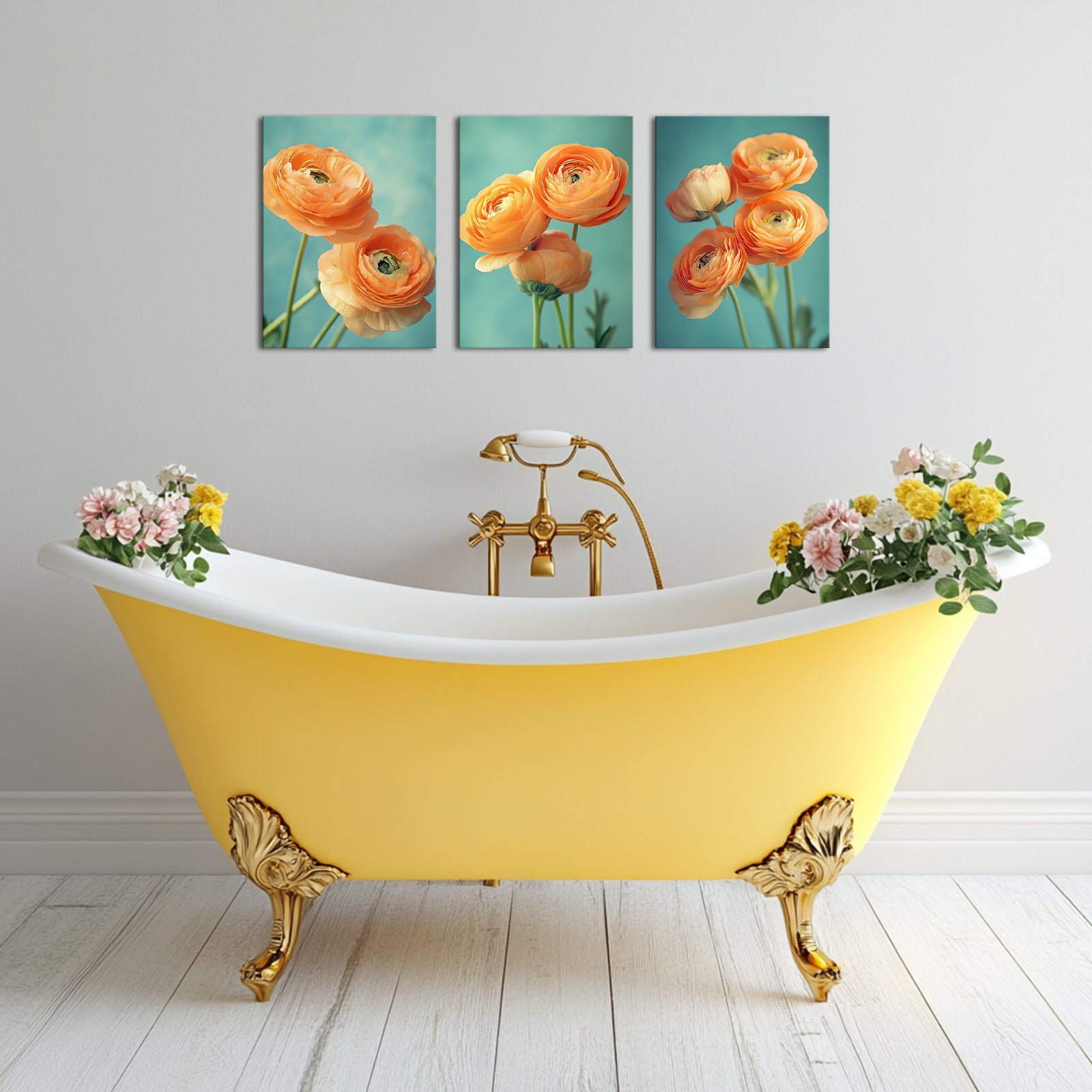 Orange Ranunculus Asiaticus canvas prints for wall decor