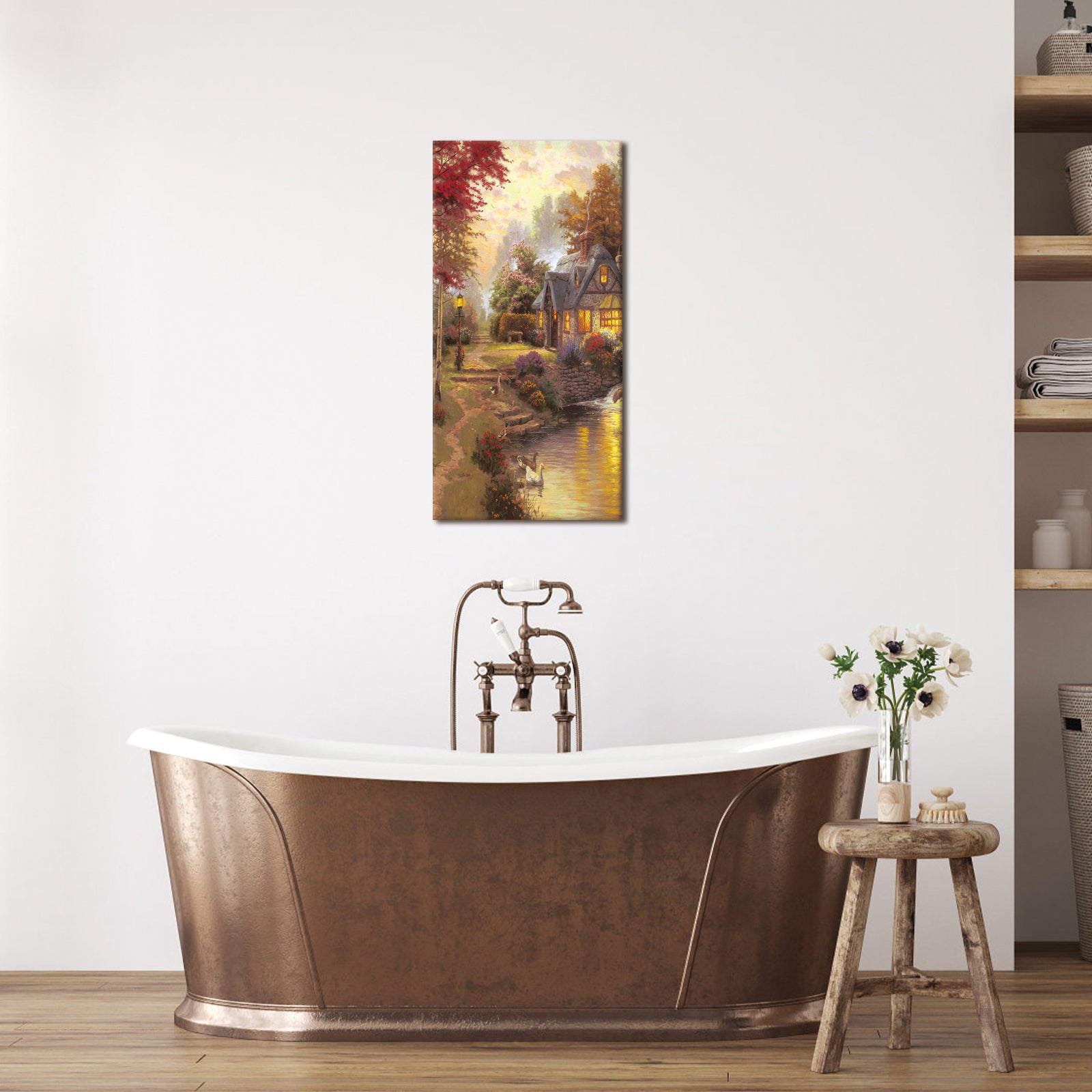 Idyllic Cottage Flowing Stream