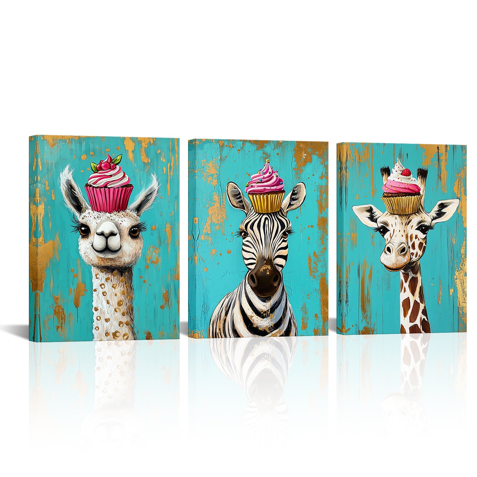 Little Animals With Cakes On Their Heads