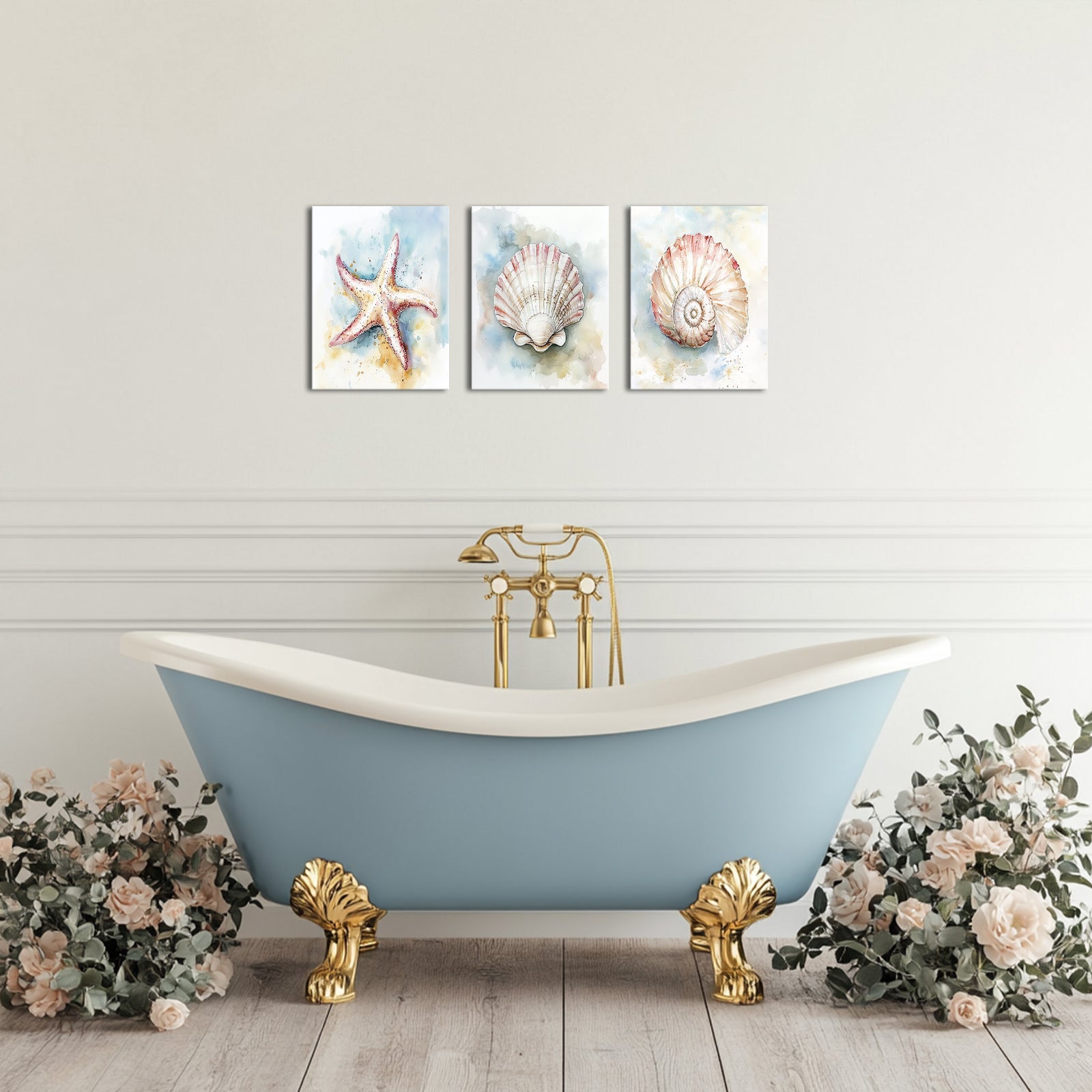 Watercolor Seashells Starfish