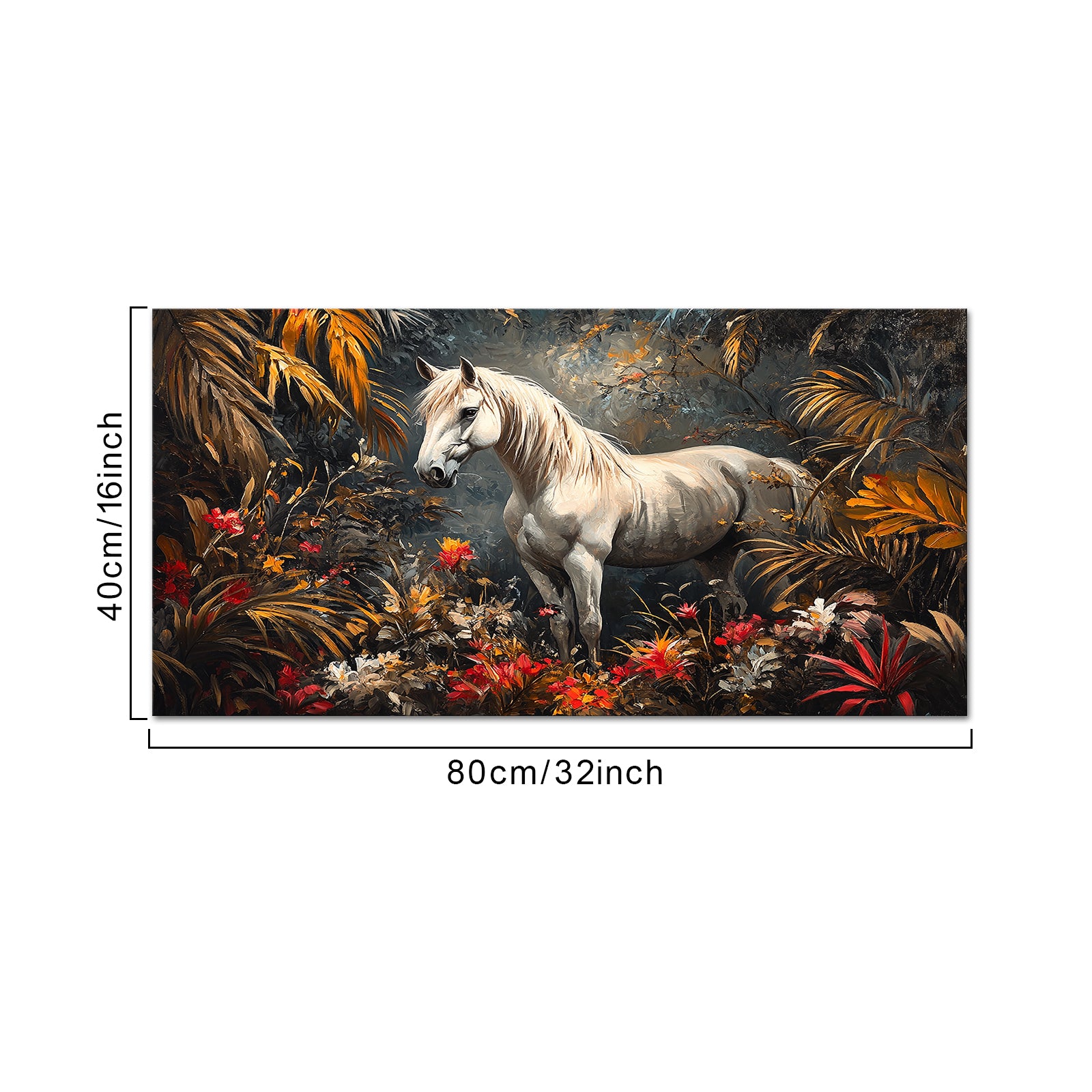 White Horse Among Flowers