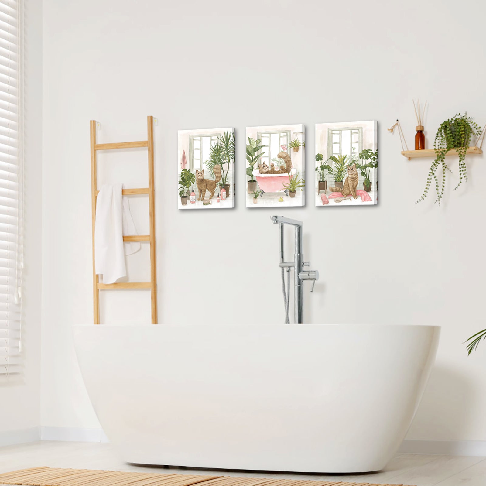 Cats Relaxing In Bathroom