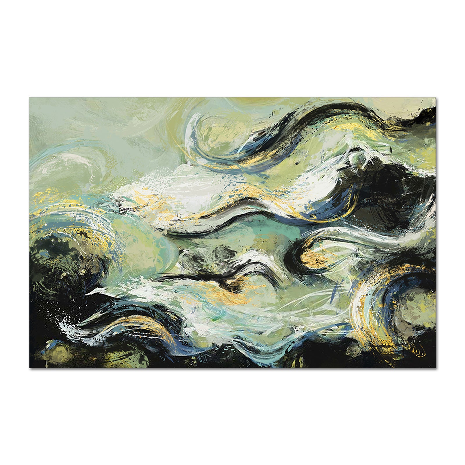 Abstract Clouds Green Background Wall Decorative Painting Canvas Art