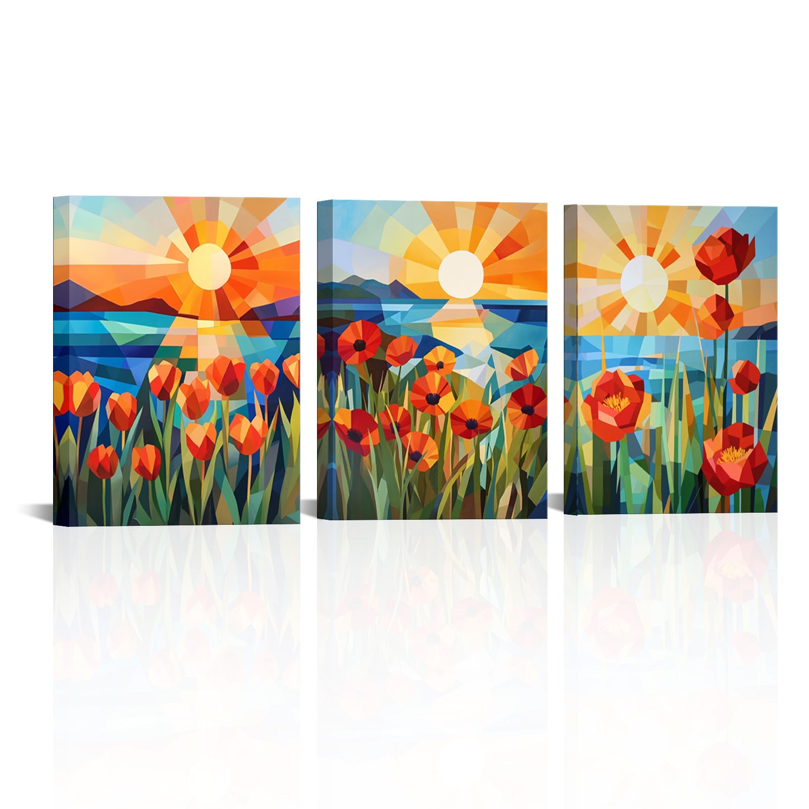 Geometrically Rendered Poppies Tulips