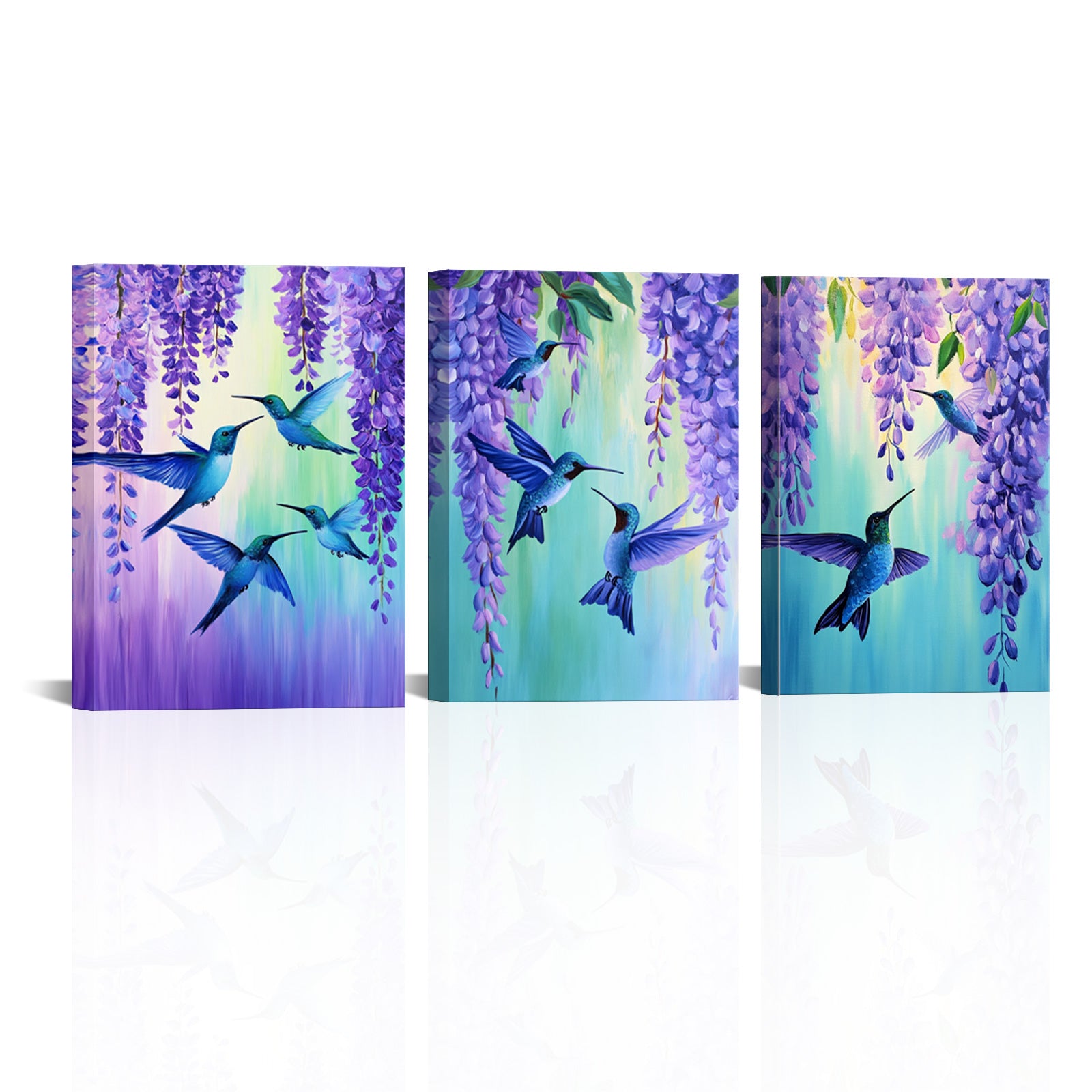 Hummingbirds Flit Amidst Wisteria Flowers