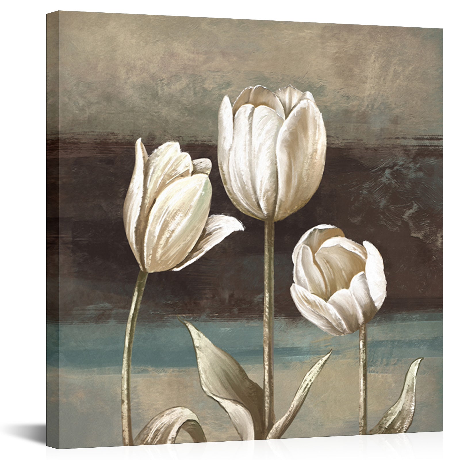 Vintage white tulips Vintage personalized three-dimensional decorative hanging wall art
