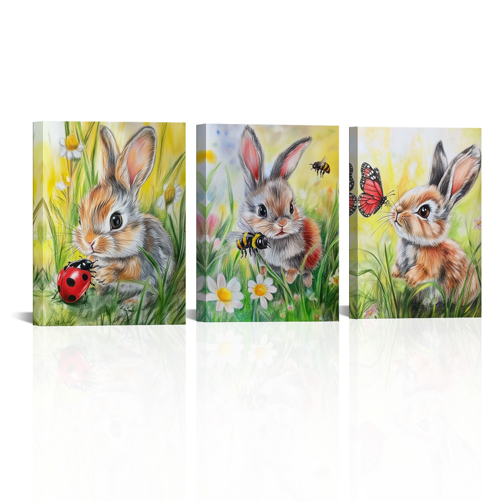 Rabbit Playing With Insects In The Grass