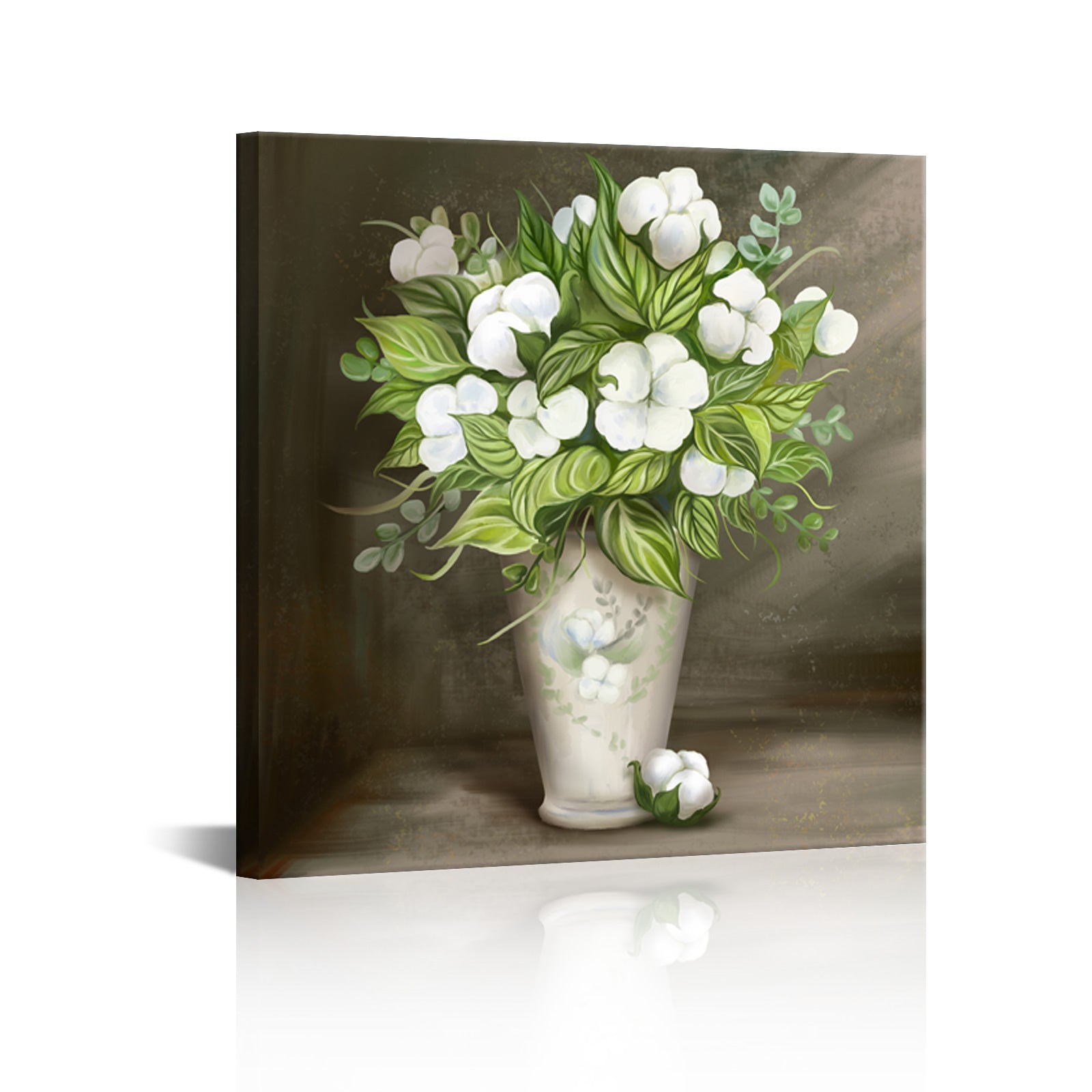 square white cotton flowers personalized collage canvas