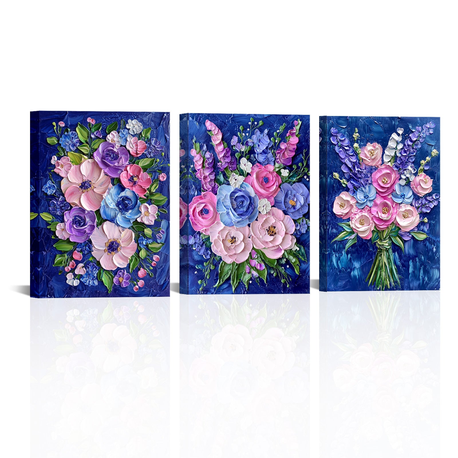 Colorful Bouquet Of Flowers On Blue Background
