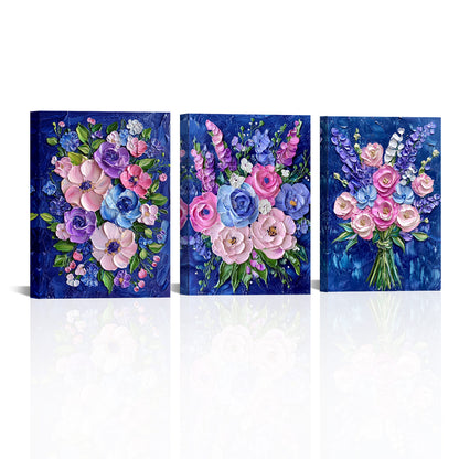 Colorful Bouquet Of Flowers On Blue Background