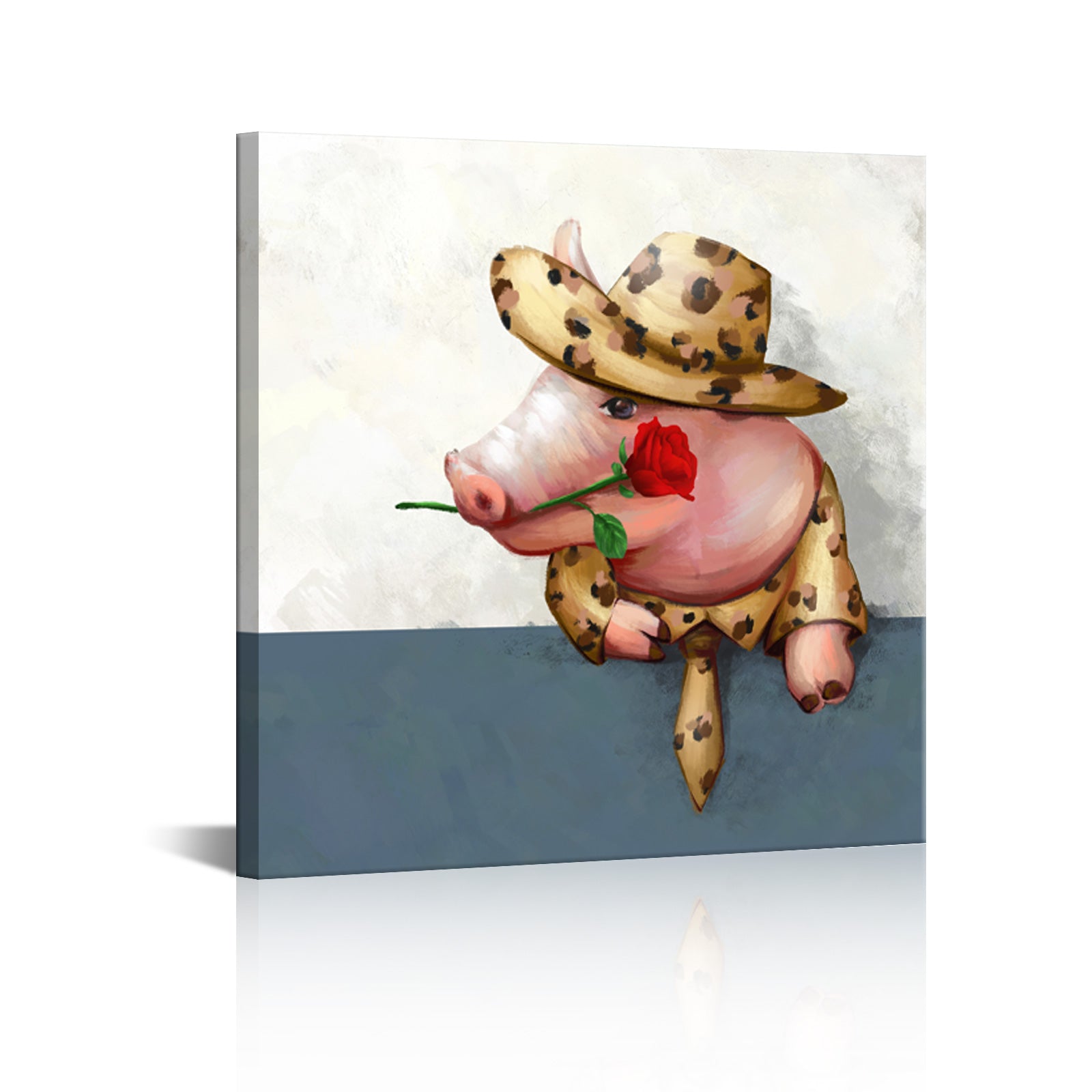 Gentleman Pig 8x8 inch modern canvas wall art for living room