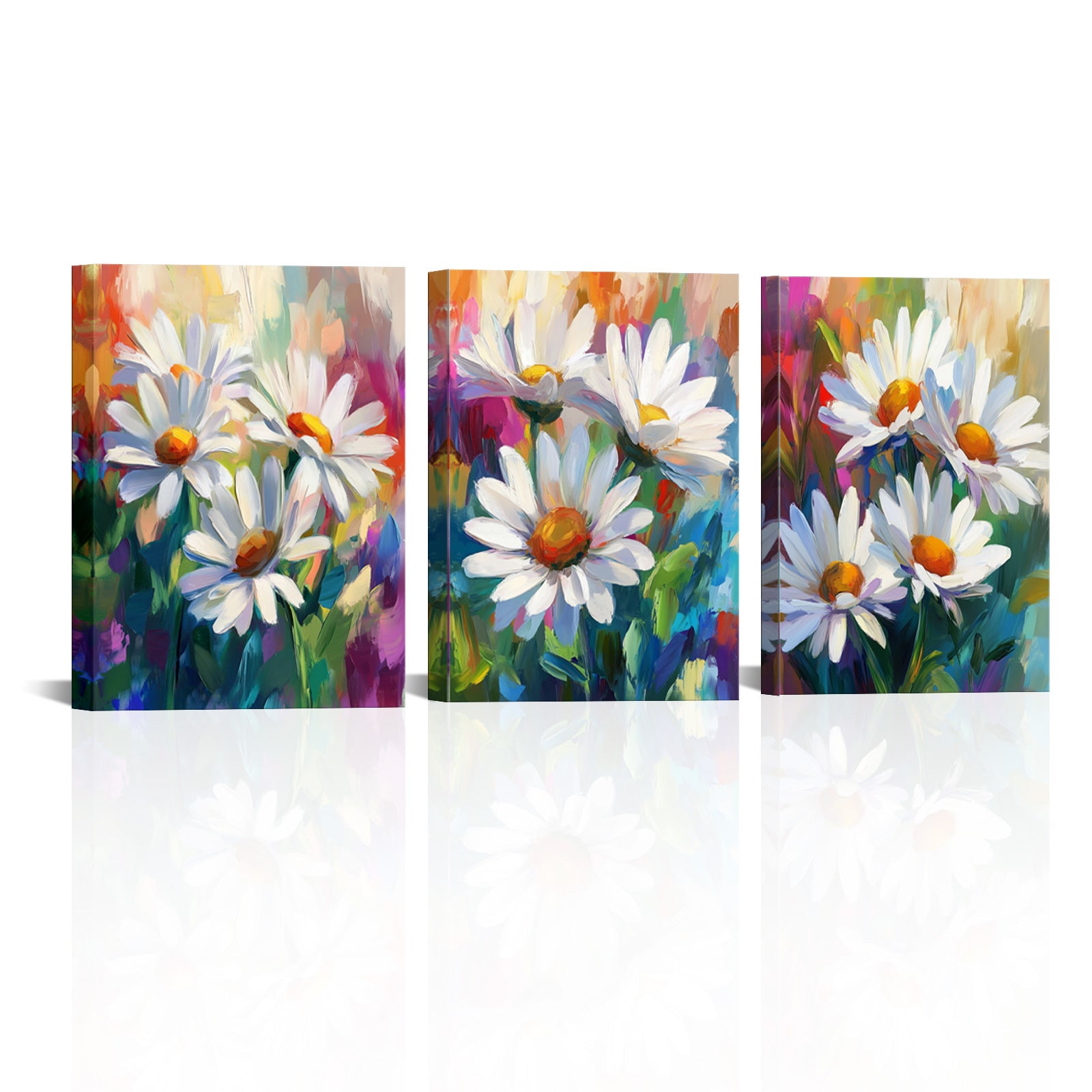 White Daisies On Colorful Background