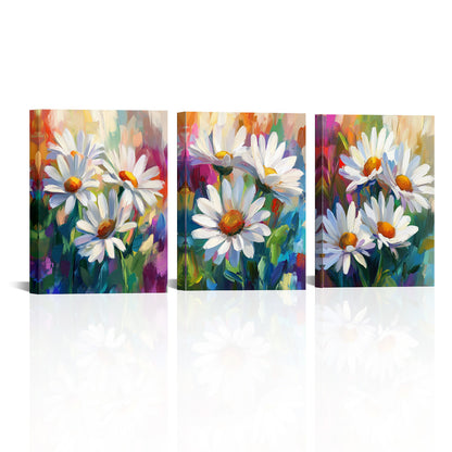 White Daisies On Colorful Background