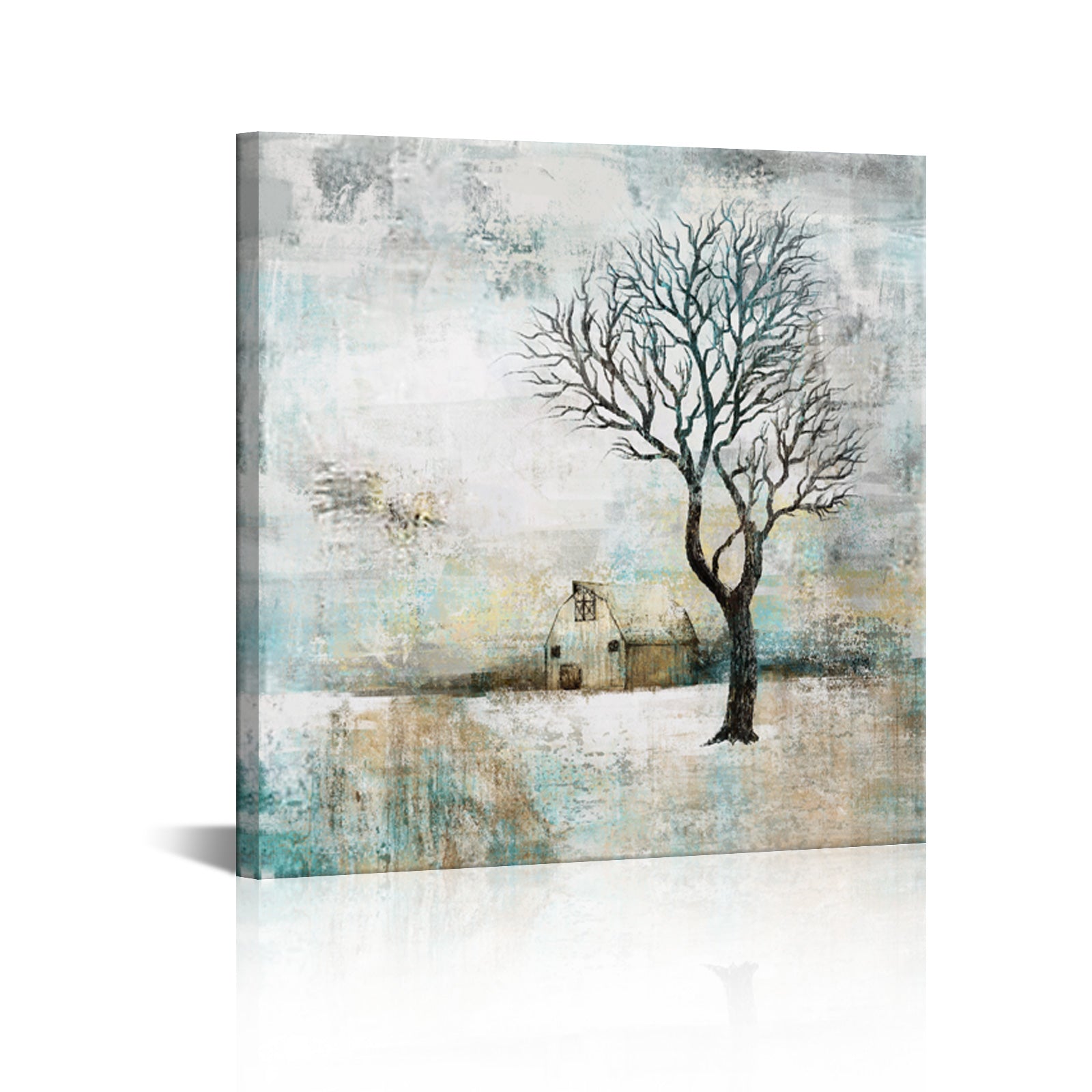 Tranquil Farmhouse 8x8 inches square rental room wall decoration