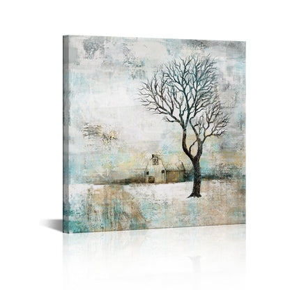 Tranquil Farmhouse 8x8 inches square rental room wall decoration
