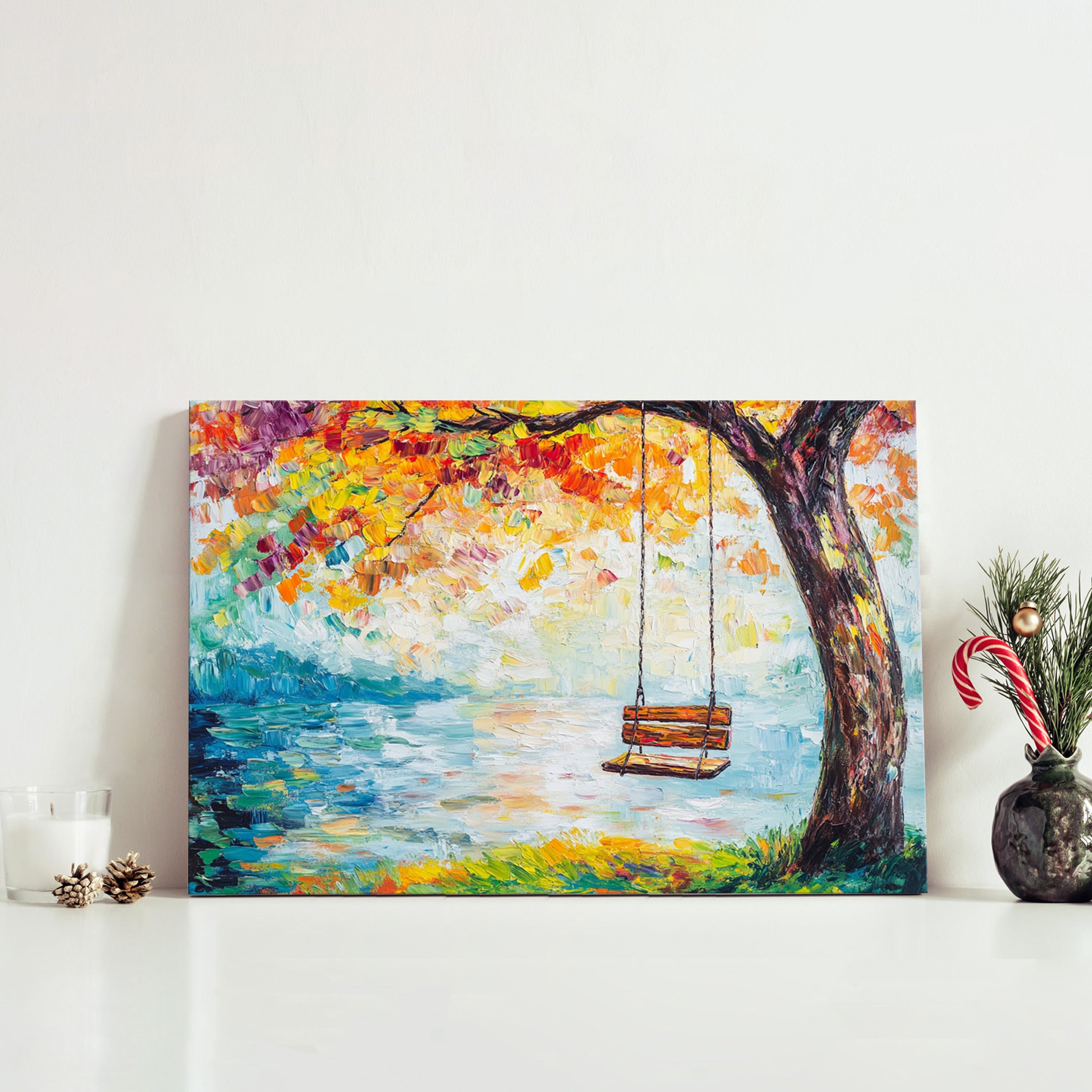 Swing By The Lake In Autumn