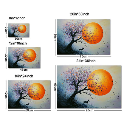 Trees And Deer Under The Sun