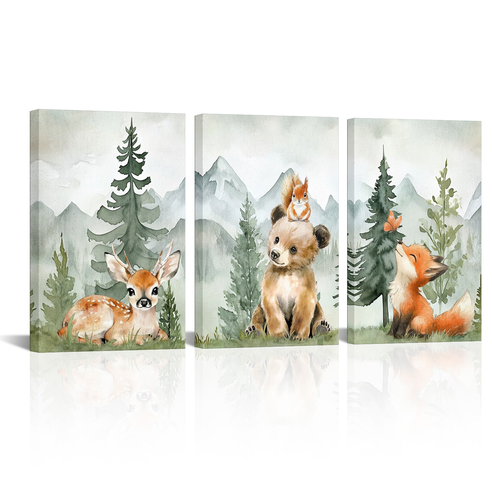 High quality canvas painting forest animals wall art multiple pieces