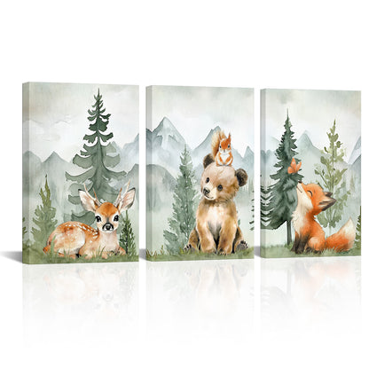 High quality canvas painting forest animals wall art multiple pieces
