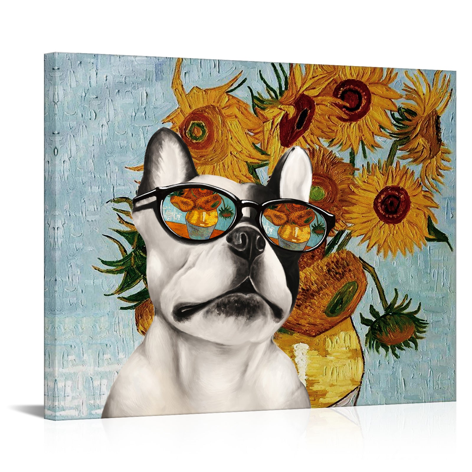 Sunflower dog in sunglasses Horizontal Pet Wall Art