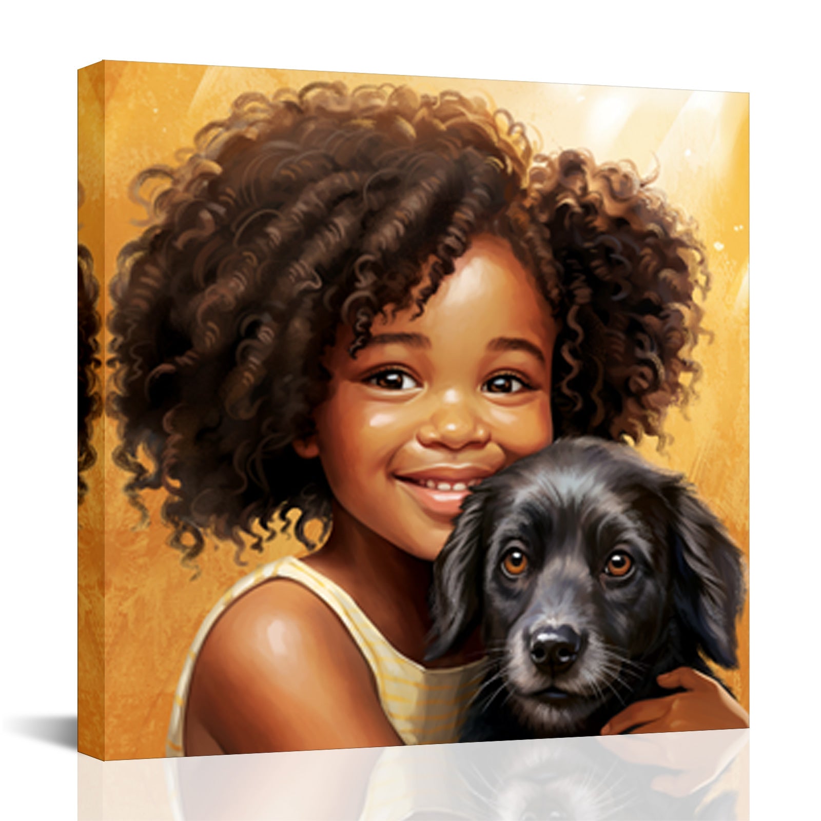 Young Girl Embraces Dog Companion