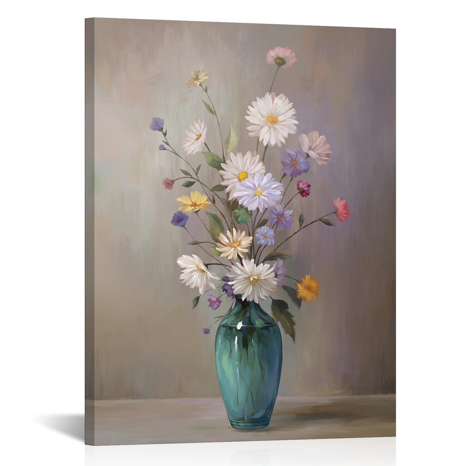 Teal Vase Flowers purchase canvas prints for wall decor