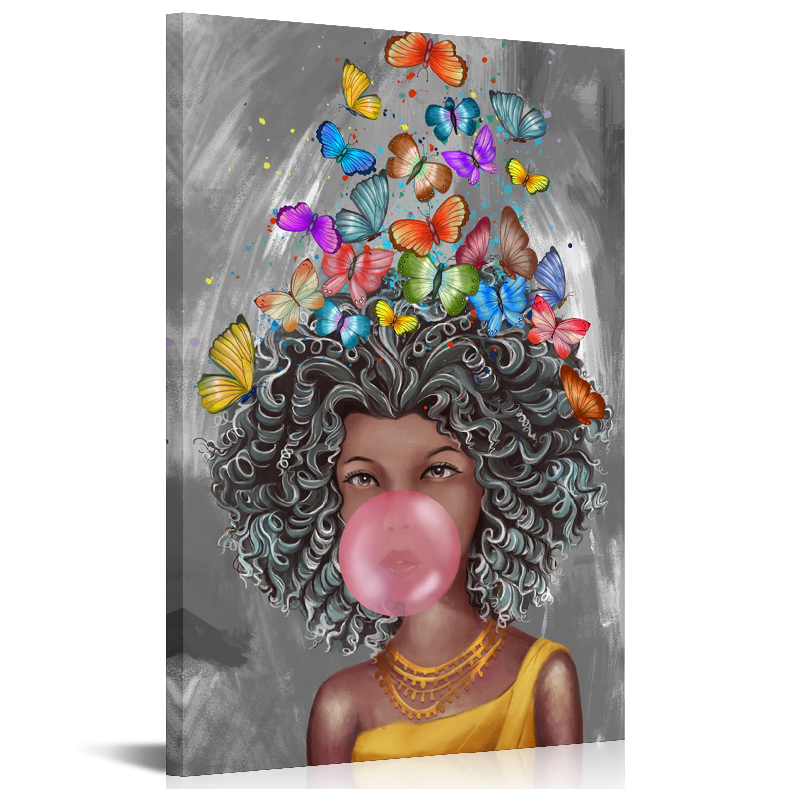 Joyful Girl Blowing Bubbles budget-friendly canvas prints with fast shipping