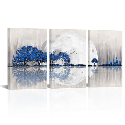 Triptych mountains and rivers modern canvas wall art